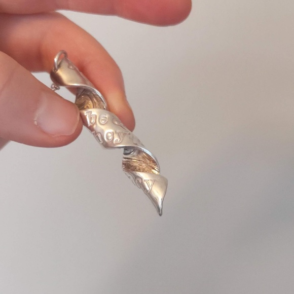 Recycled sterling silver hand-stamped spiral necklace they pronouns - Picture 4 of 11